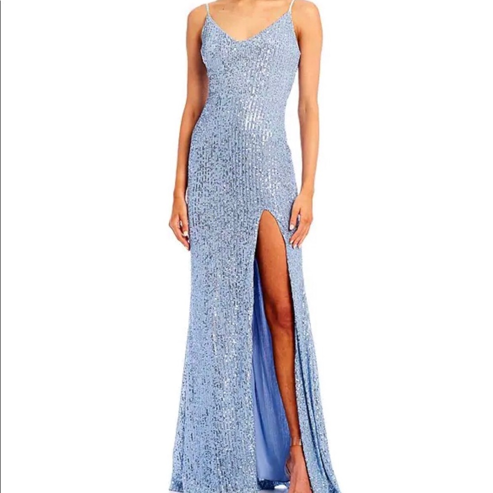 prom dress, worn once, built in padding, polyester/sequins!